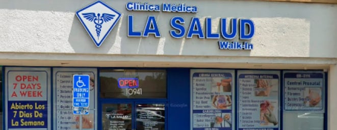 Fachada de Clínica Médica La Salud Walk In en Norwalk, California, atención médica sin cita previa
