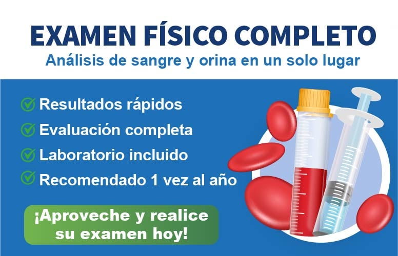 Examen físico completo con análisis de sangre y orina en Clínica Médica La Salud